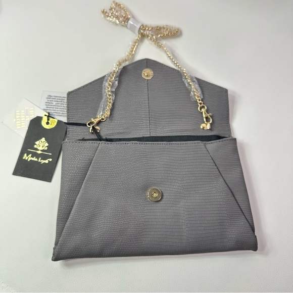 WOMEN’S NEW MODA LUXE LEATHER CARA CROSSBODY CLUTCH BAG GREY - Picture 7 of 12